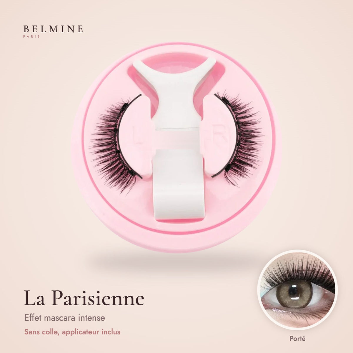 Cils magnétiques BELMINE La Parisienne, effet mascara intense, dans leur boîte avec applicateur